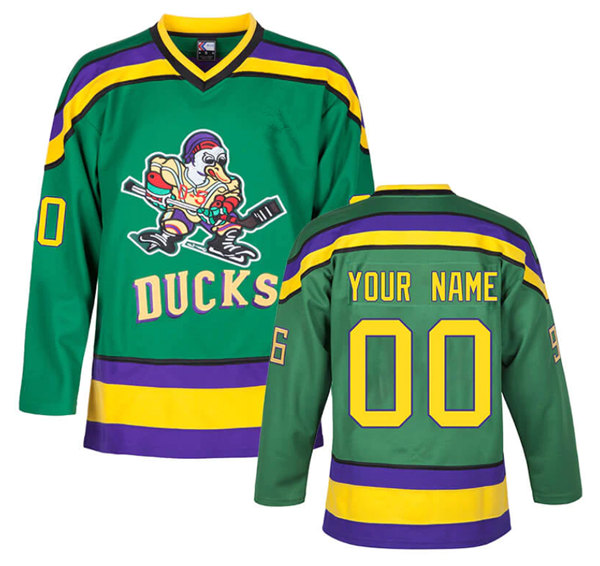 Men's The Mighty Ducks Custom Green Stitched Jersey